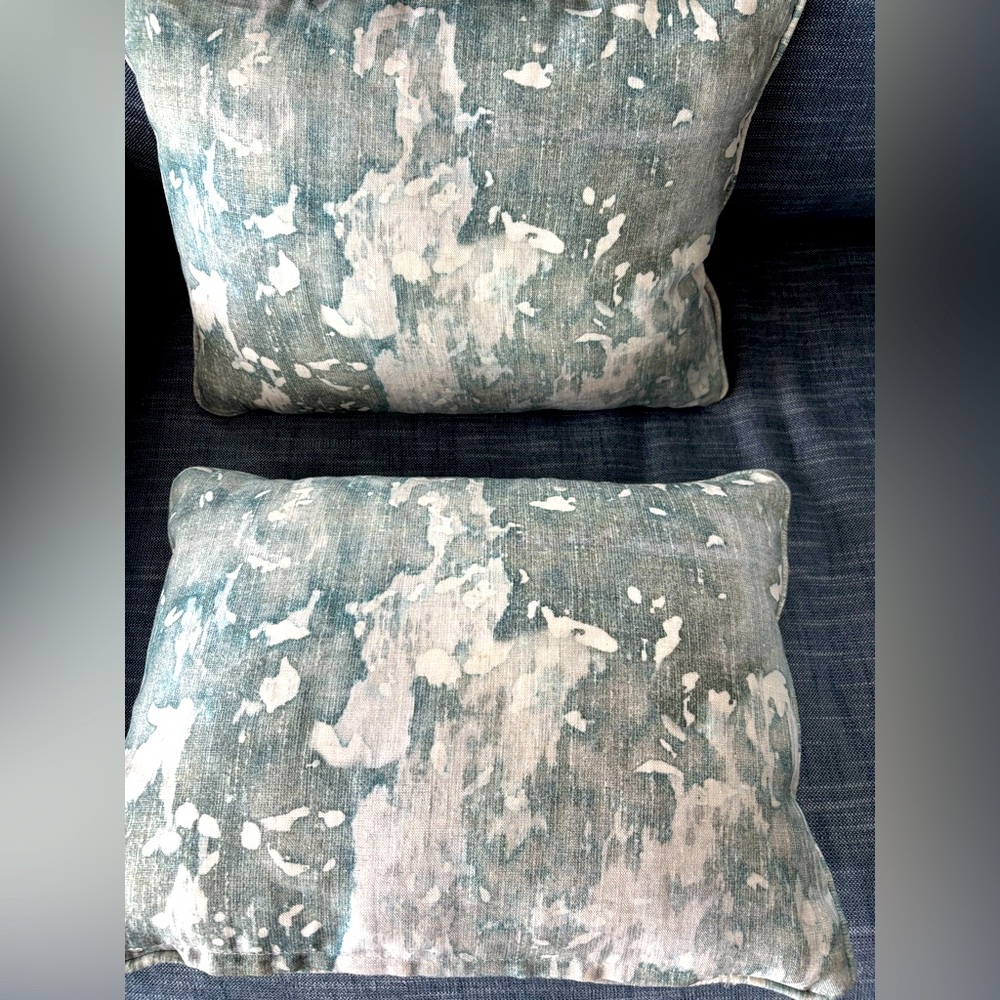 Custom New Green/White Cloud-like Print Piped 8-1/2"L x 12"W Accent Pillows